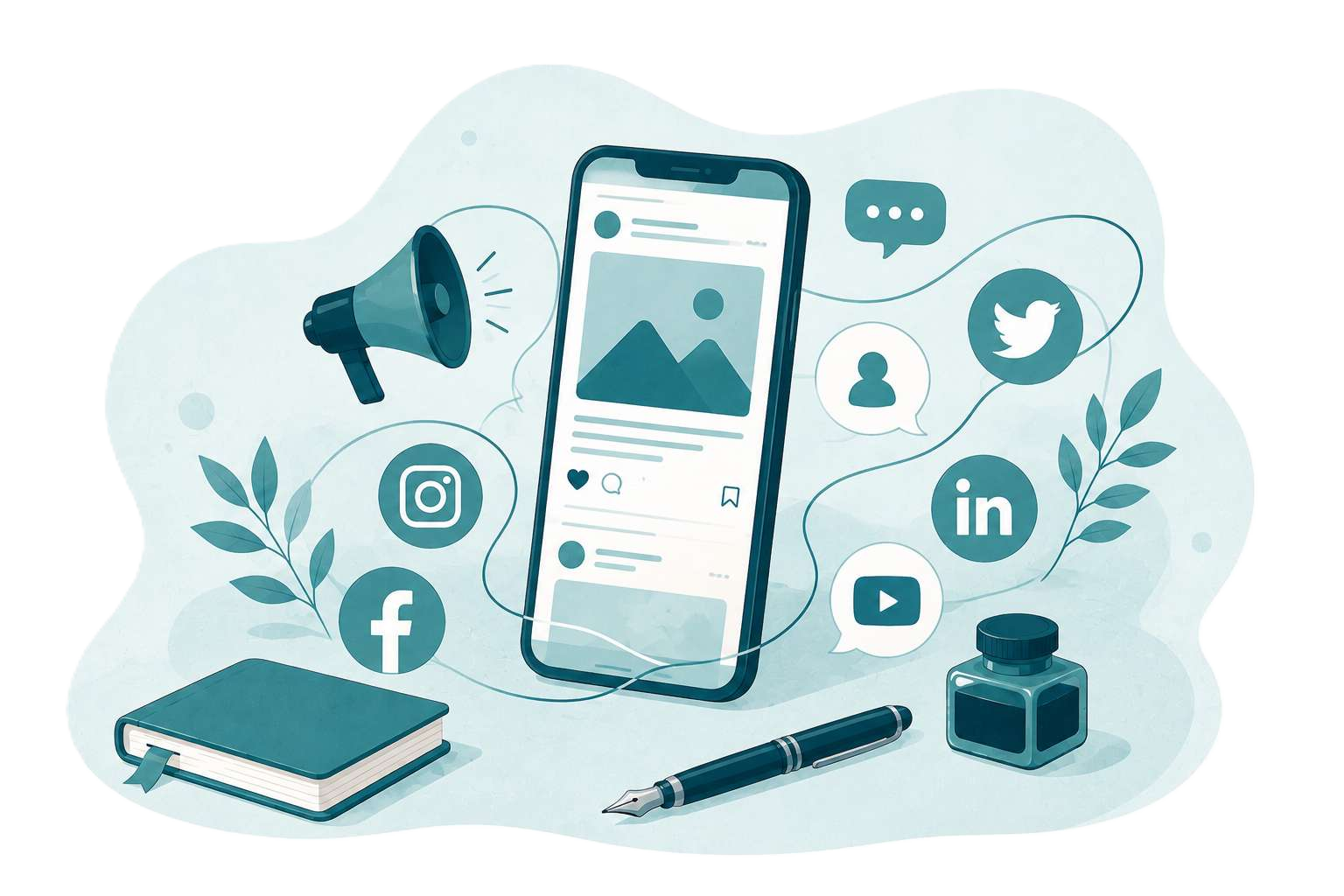 Social Media Content Showcase Illustration